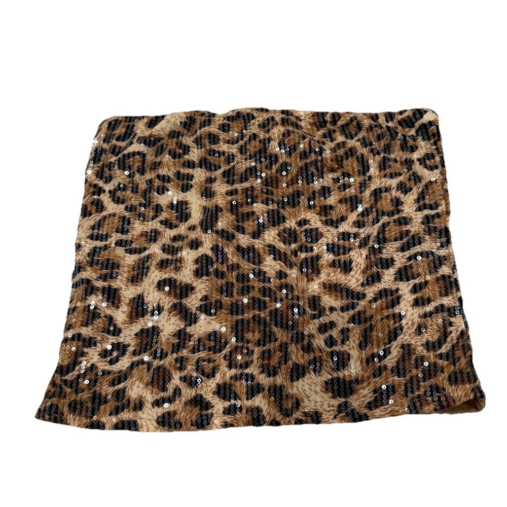 Women's Princess Polly Learn To Fly Strapless Sequin Top Leopard Size 4 Sequence